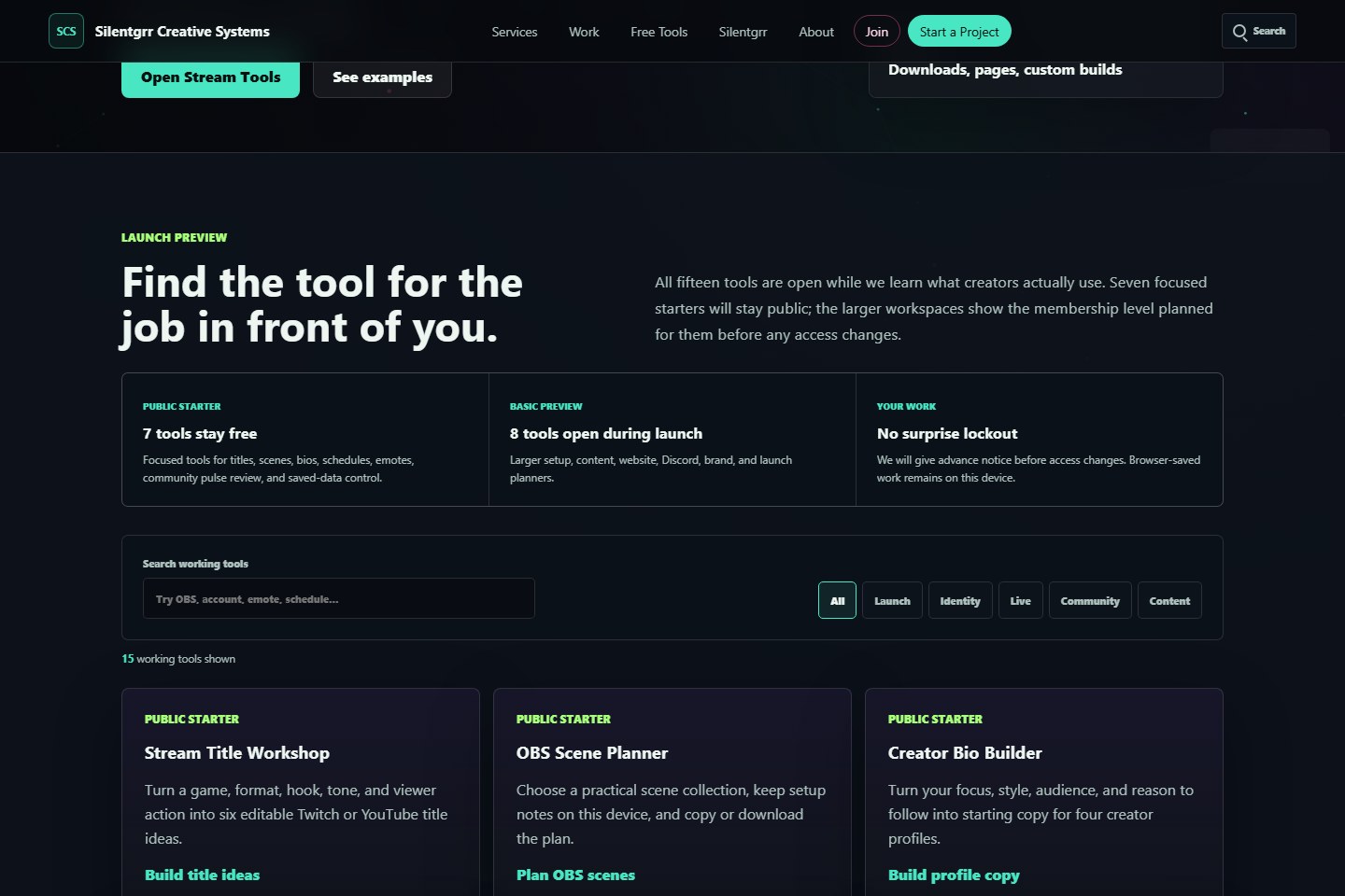Live Silentgrr Creator Tool Lab preview
